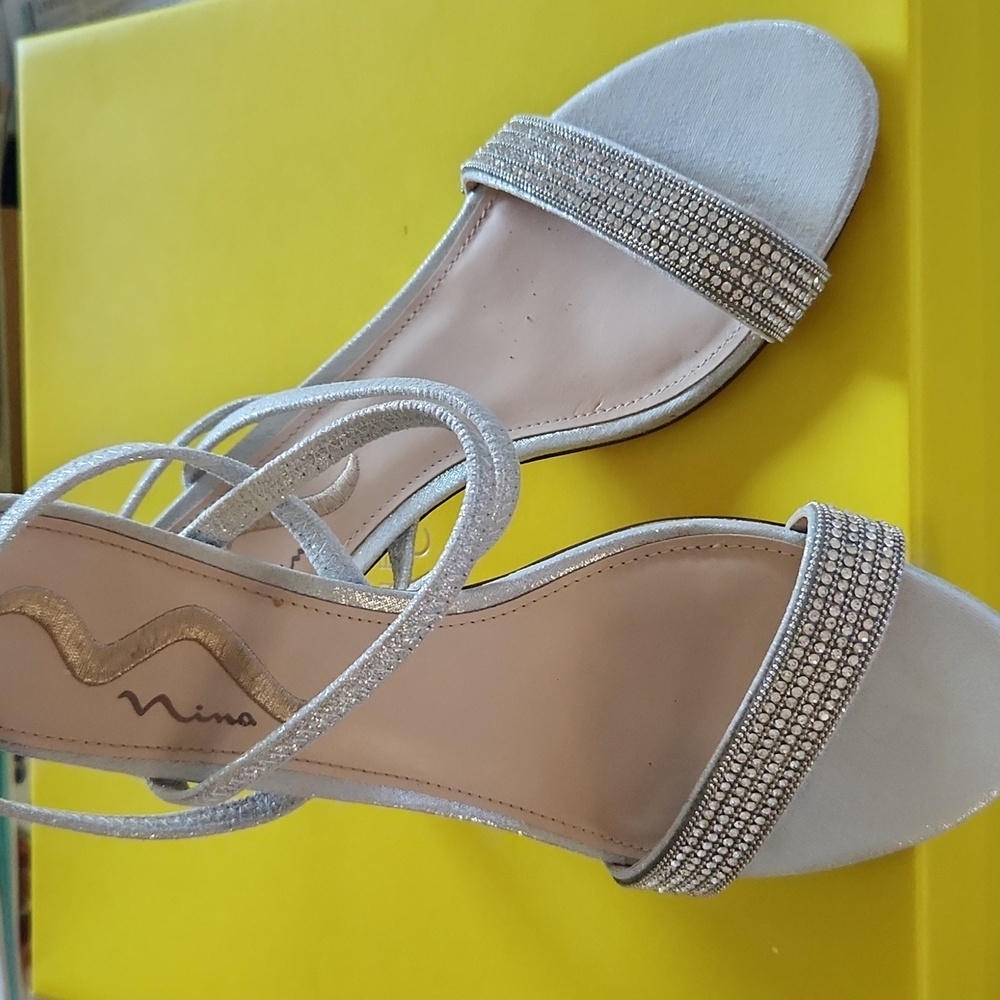 Nina Silver Strappy Rhinestone Sandals